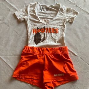 HOOTERS UNIFORM SIZE S TOP AND SHORTS